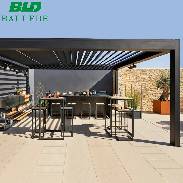 BLD Luxury Garden Gazebo Motorized Patio Roof Pergola Outdoor Furniture Sets