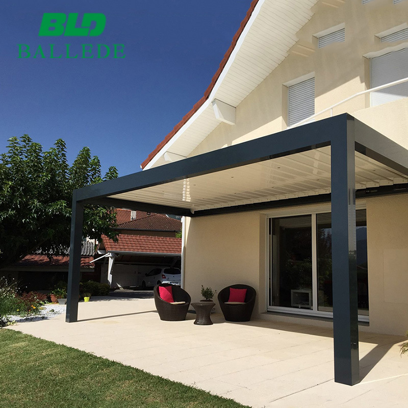 4x3 Motorized outdoor metal gazebo waterproof louvered roof aluminum pergola kit