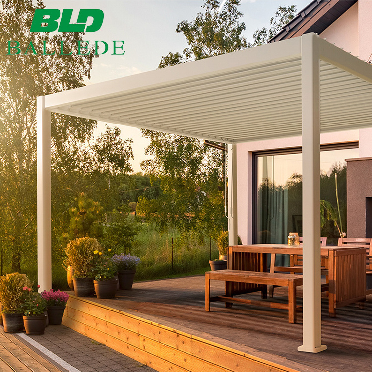 Outdoor terrace roof shed patio louvered garden pergola gazebo cover with LED light