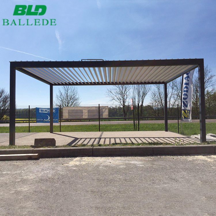 Garden building aluminum pergola roof louver garden pavilion gazebo outdoor 3x4 with glass sliding door