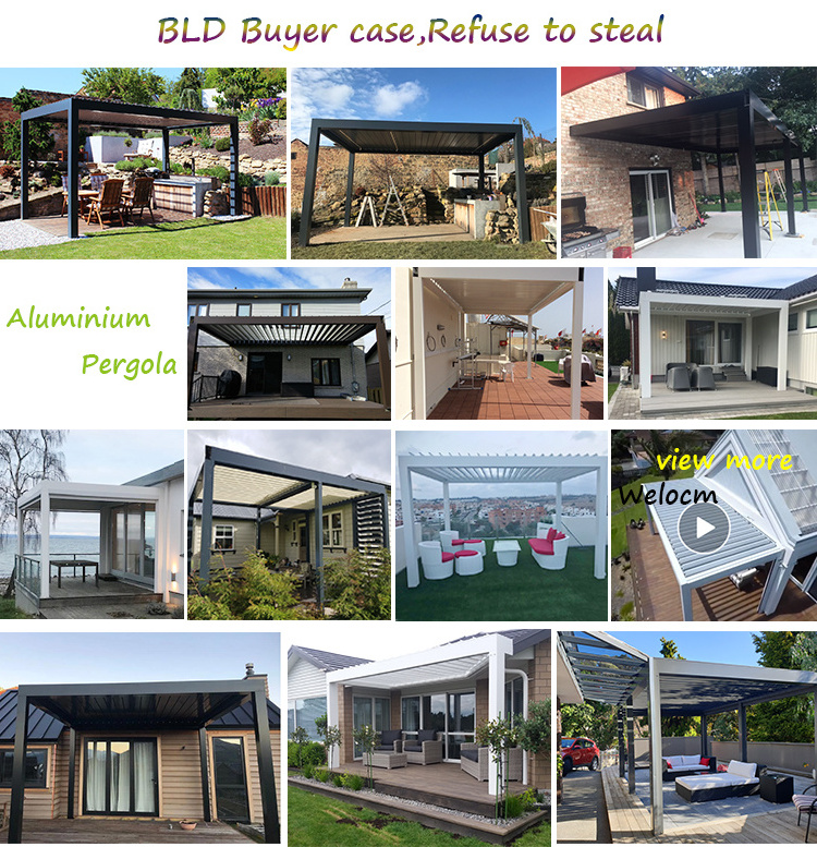 Garden building aluminum pergola roof louver garden pavilion gazebo outdoor 3x4 with glass sliding door