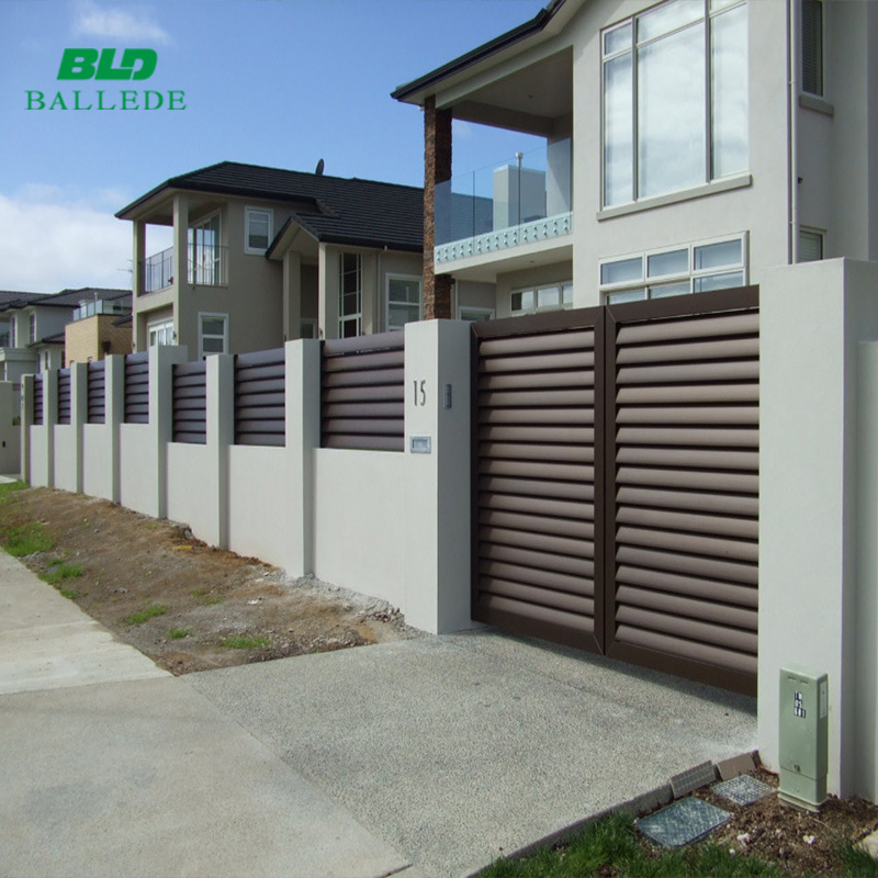 Aluminum fence slat panels privacy main entrance automatic swing gate design/ fences and gates for houses