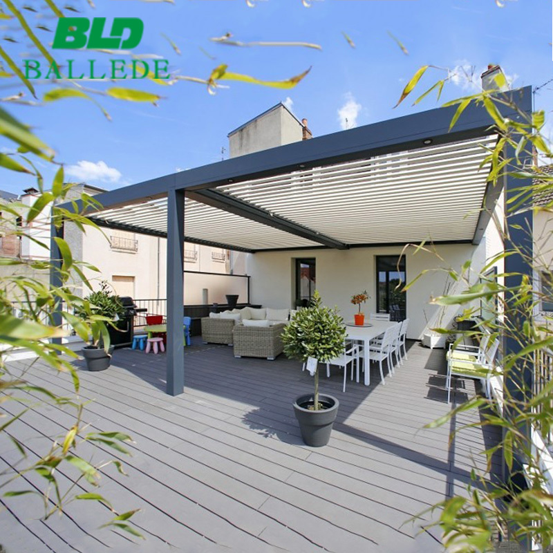 Motorized Bioclimatique Lamella Pargola Closed Electric Louvered Patio Roof Pergola Kits