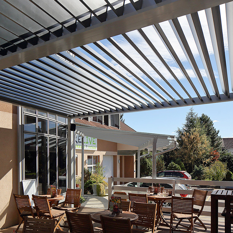 Motorized Bioclimatique Lamella Pargola Closed Electric Louvered Patio Roof Pergola Kits