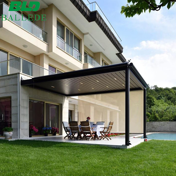 Most Popular Modern Patio Pergola Gazebo 10x13 ft Aluminum Adjustable Outdoor Louvered Pergola With Curtains