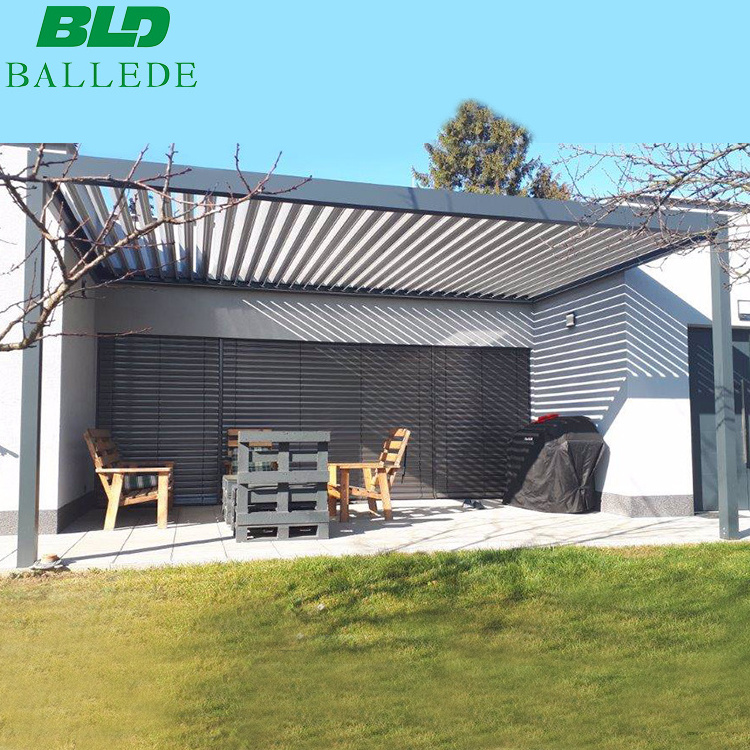 Most Popular Modern Patio Pergola Gazebo 10x13 ft Aluminum Adjustable Outdoor Louvered Pergola With Curtains