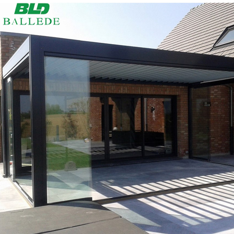 Free standing sun shade louver roof pergola 4 season prefabricated powder aluminium frame sunroom