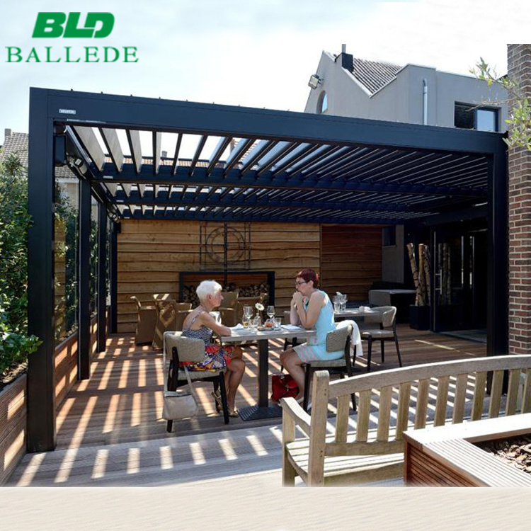 Outdoor living space smart pergola opening louver roof gazebo 10 x 14 aluminum struxure pergola