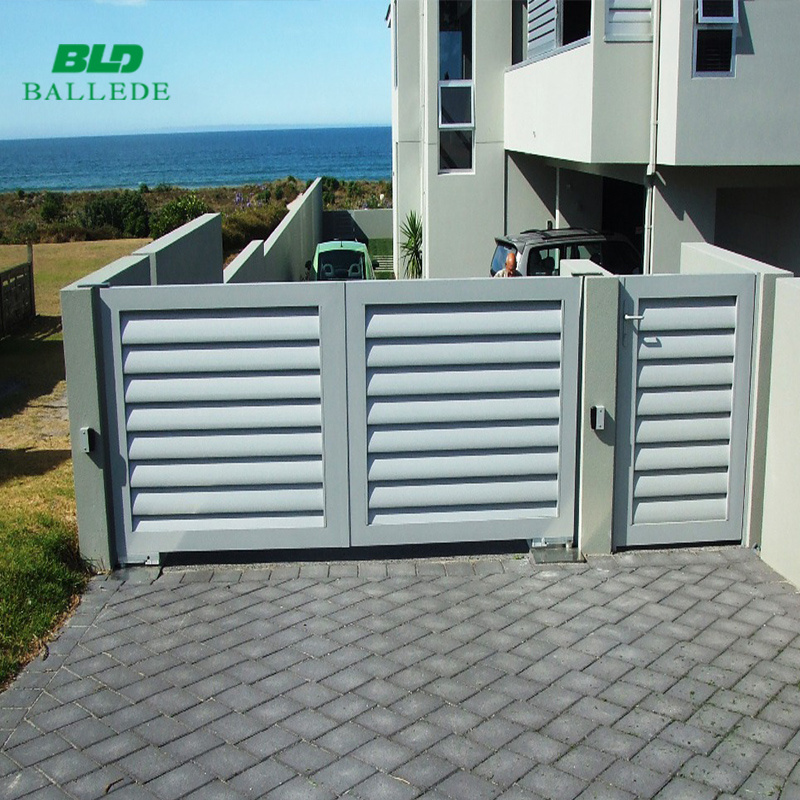 Aluminum slat fence system modern retractable sliding driveway main louvered gate designs