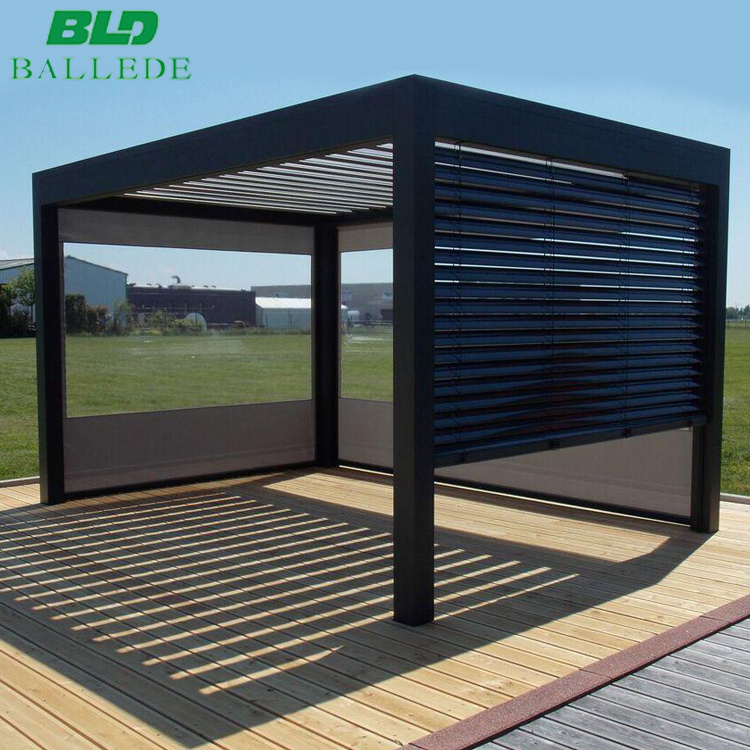 Free standing sun shade louver roof pergola 4 season prefabricated powder aluminium frame sunroom