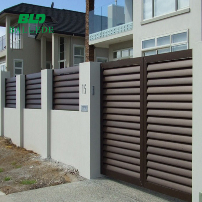 Aluminum slat fence system modern retractable sliding driveway main louvered gate designs