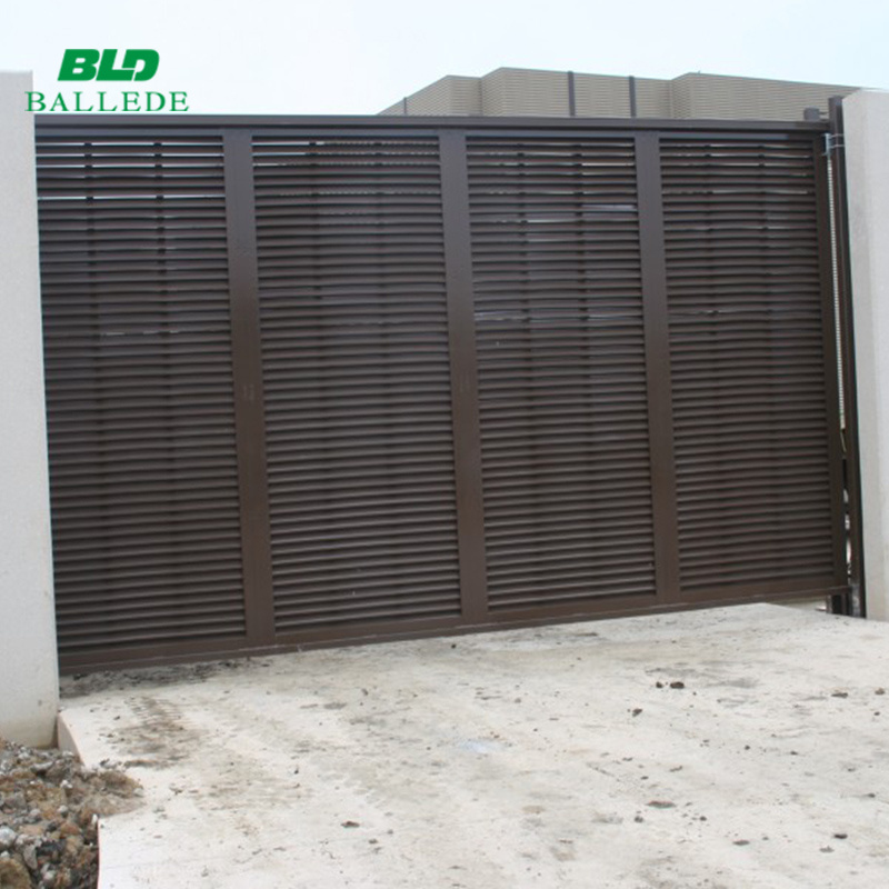 Aluminum slat fence system modern retractable sliding driveway main louvered gate designs