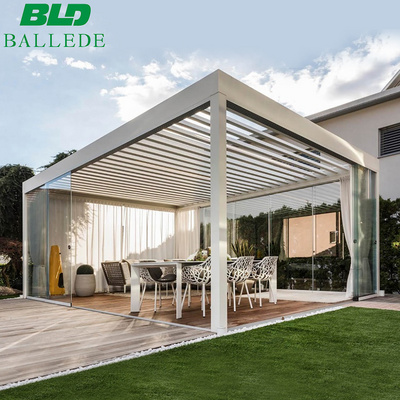 Pergola Roof and Sliding Glass Doors with Motorized Screen Louvered Pergola aluminum pergola louvered roof gazebo