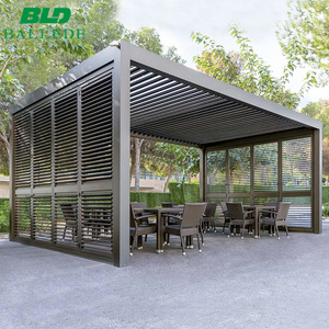 Custom electric sun shade metal aluminium motorised patio furniture gazebo canopy outdoor