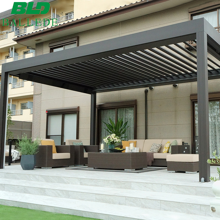 BLD Luxury Garden Gazebo Motorized Patio Roof Pergola Outdoor Furniture Sets