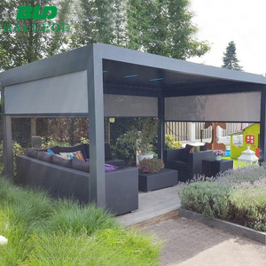 Outdoor patio roof motorized sun shade aluminium pergola with side screen