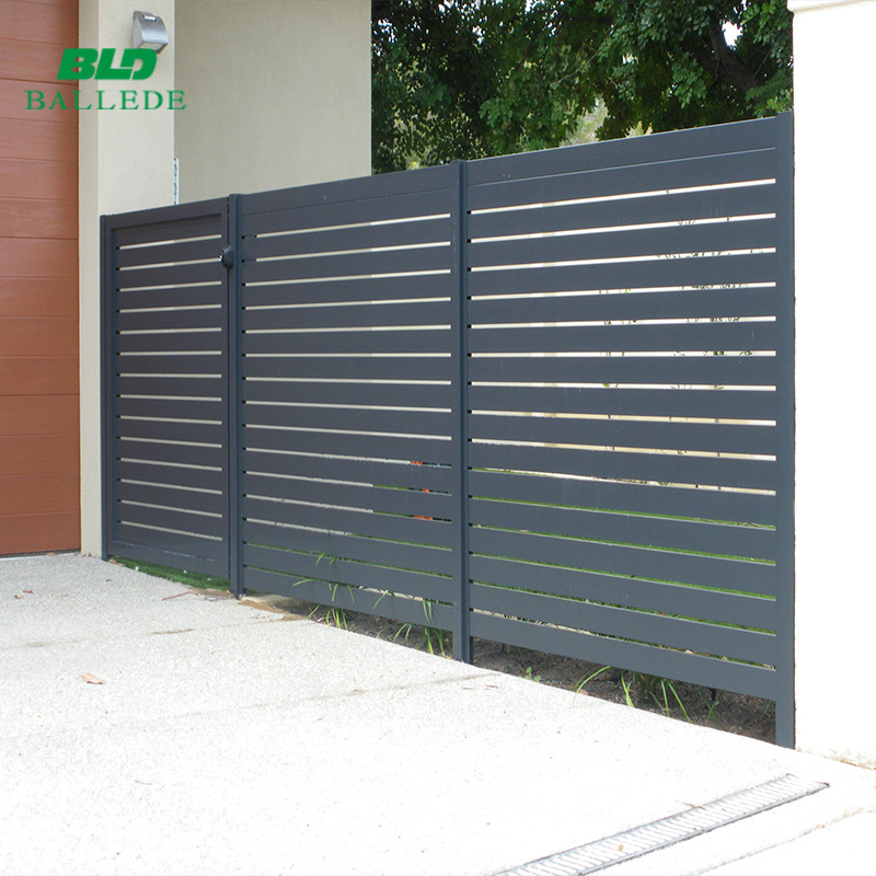 Horizontal metal aluminium slat fence gates panels for balcony