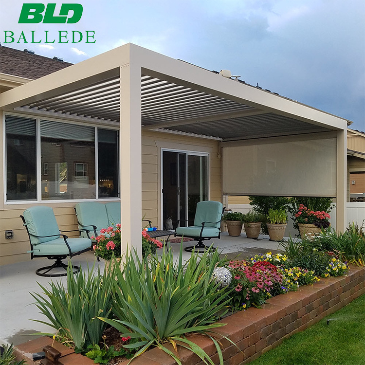 Pergola Roof and Sliding Glass Doors with Motorized Screen Louvered Pergola aluminum pergola louvered roof gazebo