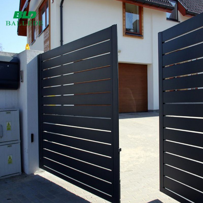 Modern motorized metal sliding aluminum garden gate design