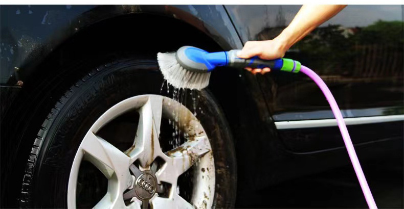 plastic soft wheel rim brush Deluxe Hand Held Variable Control Flow Handle garden water gun Flow Through Car Wash Brush