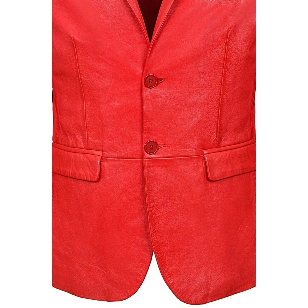 Red Genuine Leather Coat For Men's New Classic Style Custom Winter Warm Jacket