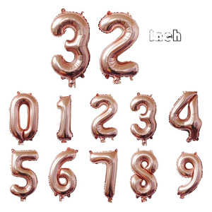 Giant Mylar 0-9 Birthday Decoration Colors Number Balloons 32 Inch Rose Gold Foil Number Balloon with Card Individually Packaged