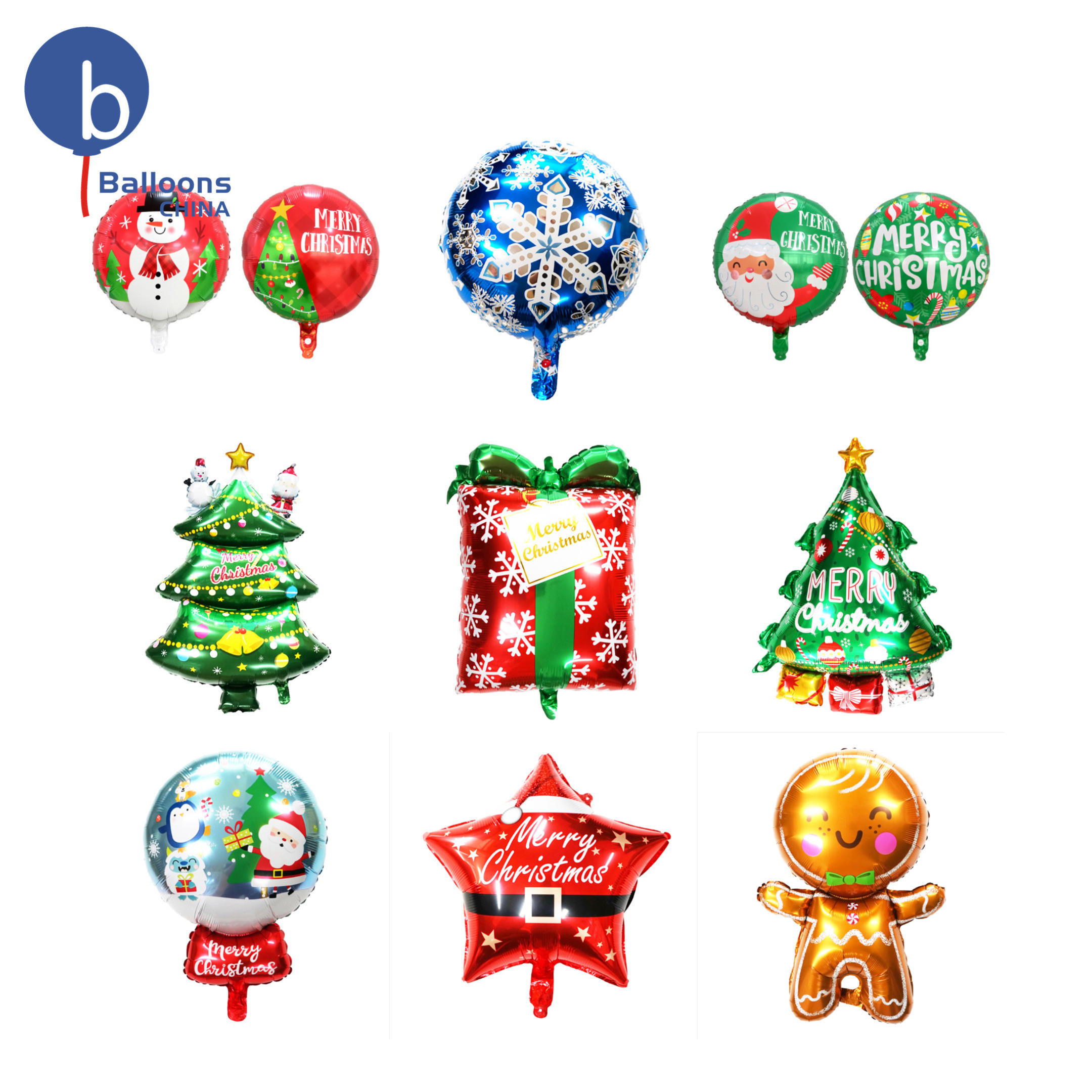 Christmas Foil Balloons Round Printed Santa Snow Tree Cartoon Decoration New design Party Inflatable