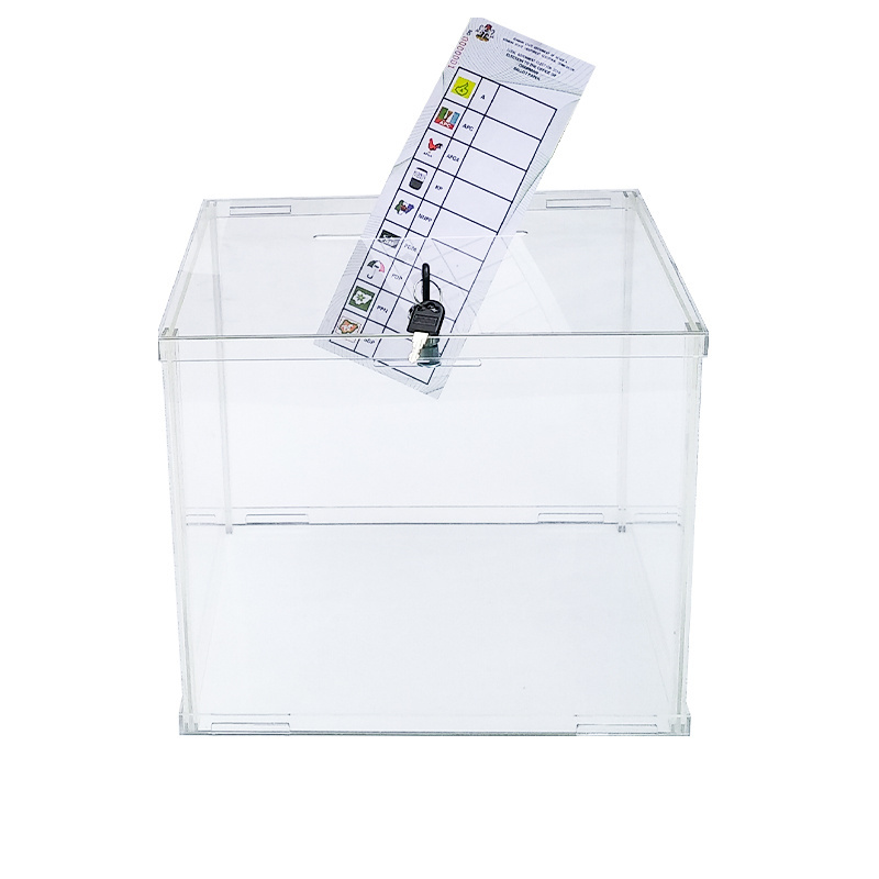 Plexiglass lucky draw box lockable clear acrylic ballot box