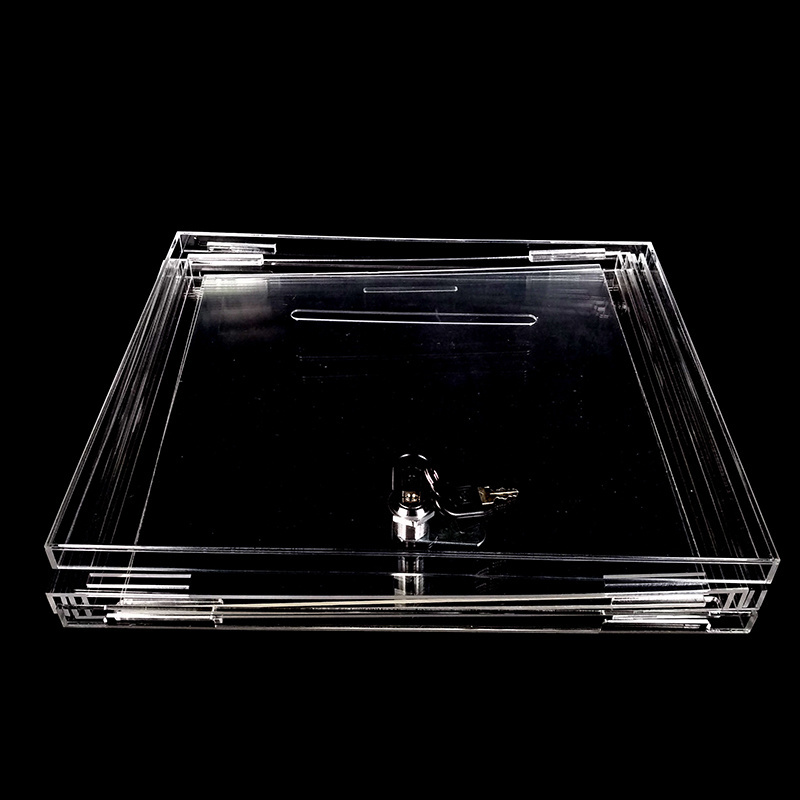 Plexiglass lucky draw box lockable clear acrylic ballot box