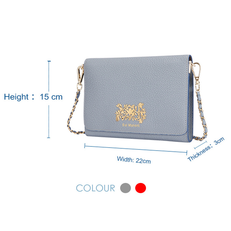 guangzhou hand bags Blu Flut famous brand small MOQ ladies fashion genuine leather designer handbags with metal logo wholesale