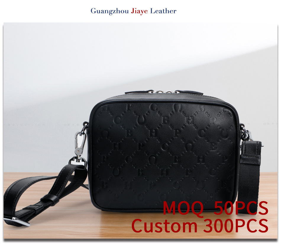 Balmanent high quality men cowhide leather crossbody bag fashion messenger bag custom embossed logo shoulder bags