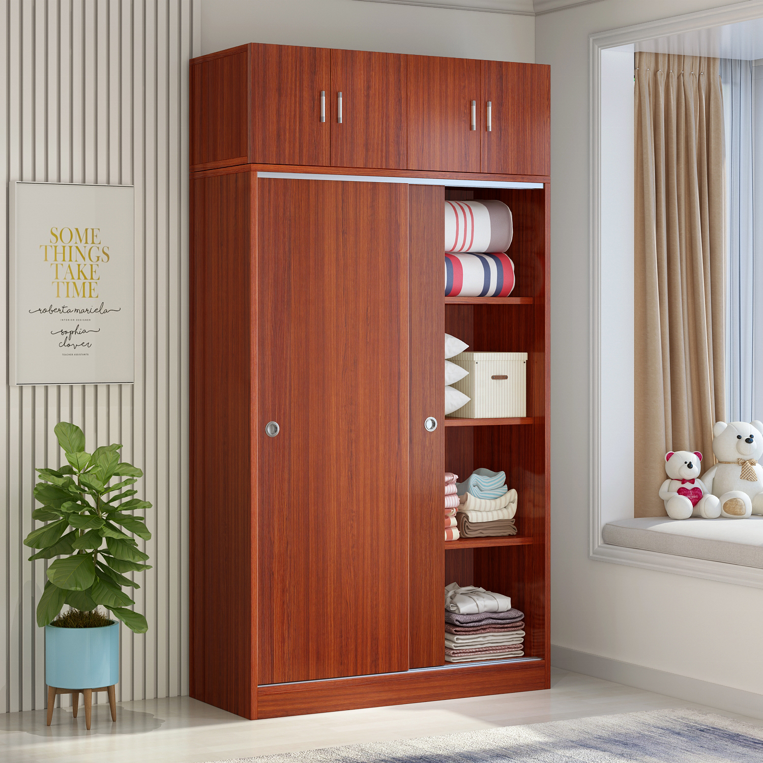 BALOM 2024 Factory Supply Best Price Customize Wooden Minimalist Wardrobe for Bedroom