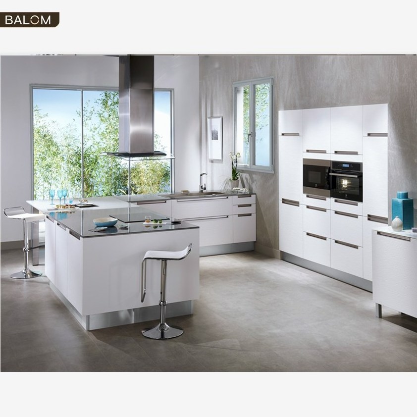 Kitchen Furniture Balom Aluminium Modular Kitchen Cabinets Modern Pure or Wood Grain Solid Wood/mdf/plywood/particle Board/glass