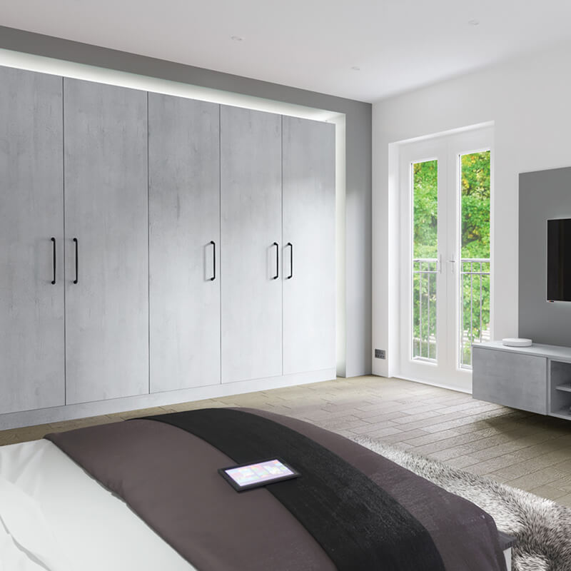 Balom Minimalist Modern Grey Hinged Swing Door Closet Wardrobe