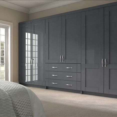 Balom Minimalist Modern Grey Hinged Swing Door Closet Wardrobe