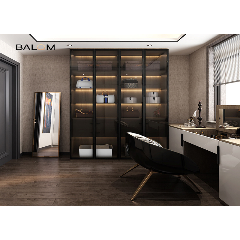 Balom Wardrobe Closet Anti-explosion Glass Door Aluminium Wall Wardrobe Closet Designs Bedroom Wardrobe cabinet