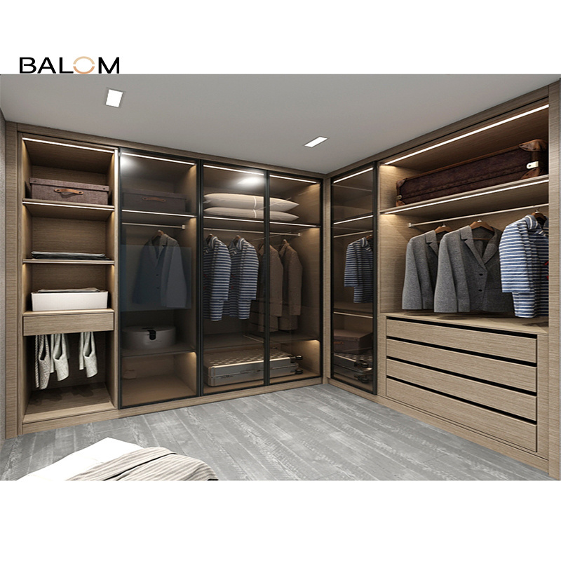 Balom Wardrobe Closet Anti-explosion Glass Door Aluminium Wall Wardrobe Closet Designs Bedroom Wardrobe cabinet