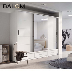 Balom Factory wardrobe sliding door bedroom wall wardrobe design with pants rack