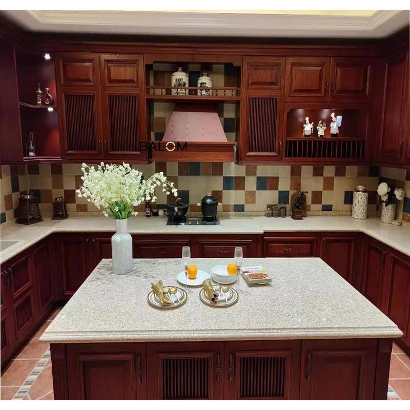 Modern Design Lacquer Solid Wood Kitchen Cabinets Complete Set American Style Kitchen Storage Cabinets  with Solid Wood