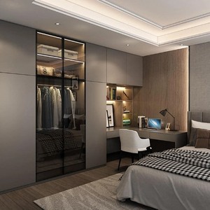 BALOM 2024 Customized wardrobe storage cabinet minimalist bedroom closet design wood wardrobe with door panel