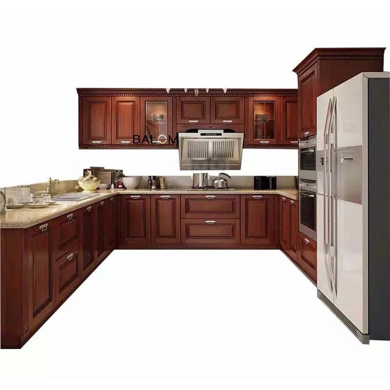 Modern Design Lacquer Solid Wood Kitchen Cabinets Complete Set American Style Kitchen Storage Cabinets  with Solid Wood