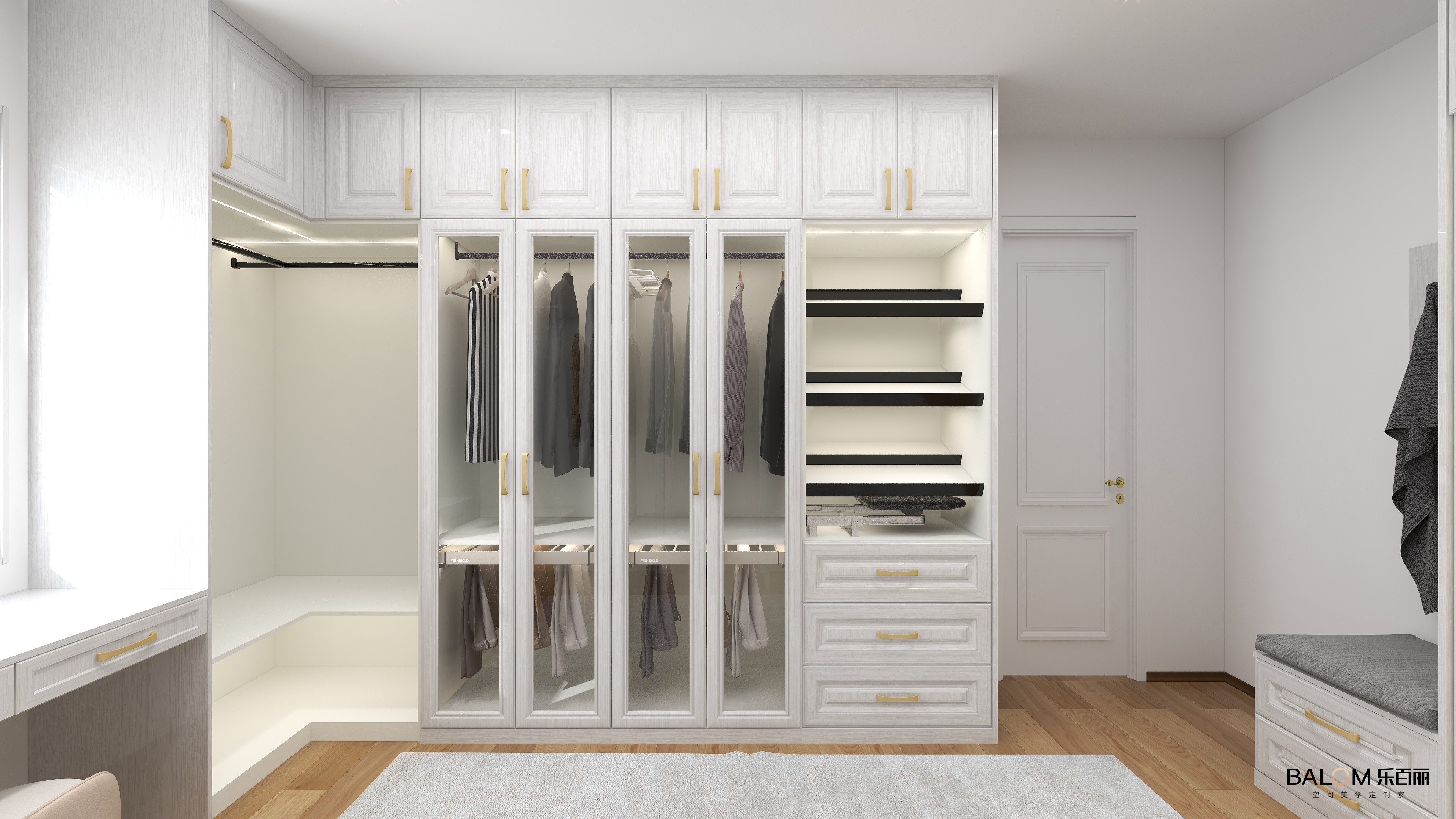 Simple Clothes Wardrobe For Bedroom Dressing Room Walk-in White Closets OEM Design Luxury Functional Hardware closet