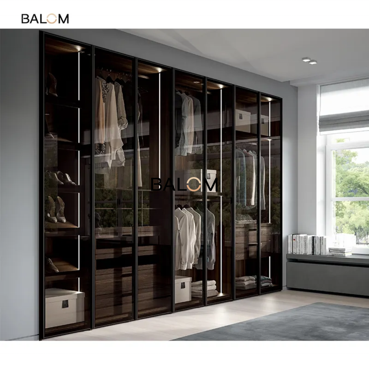 Balom bedroom furniture modular wooden custom modern design walk in closet wardrobes