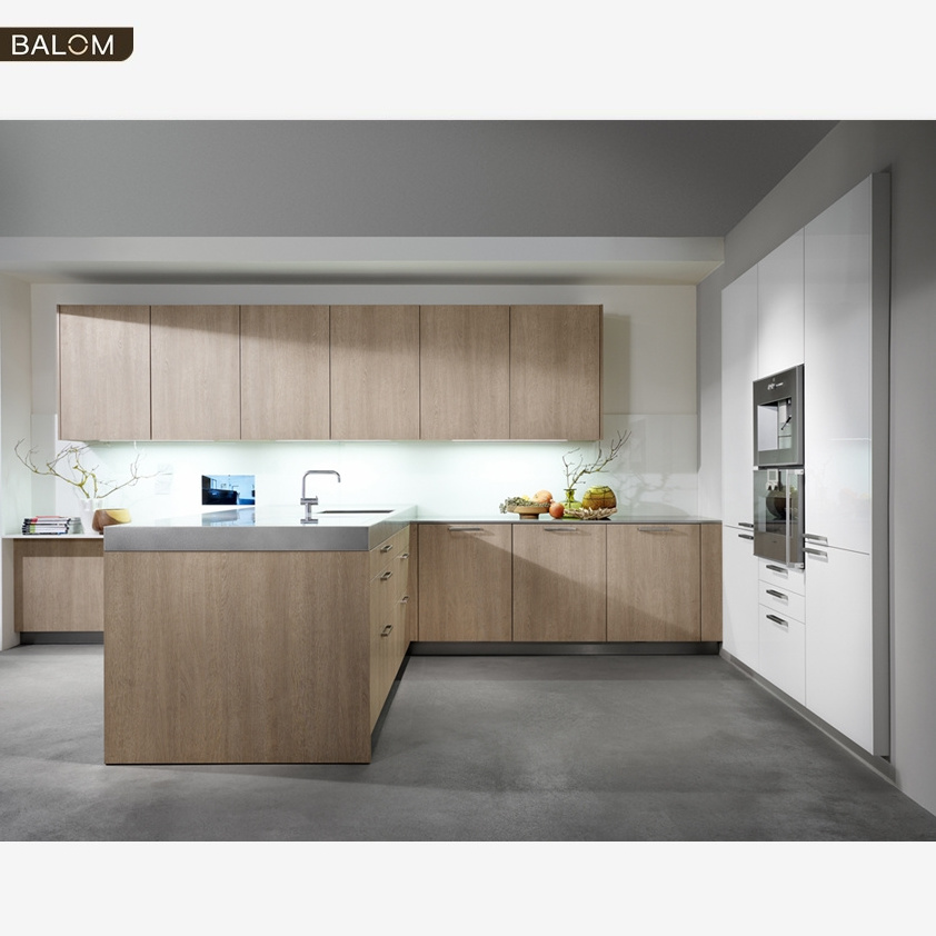 Kitchen Furniture Balom Aluminium Modular Kitchen Cabinets Modern Pure or Wood Grain Solid Wood/mdf/plywood/particle Board/glass