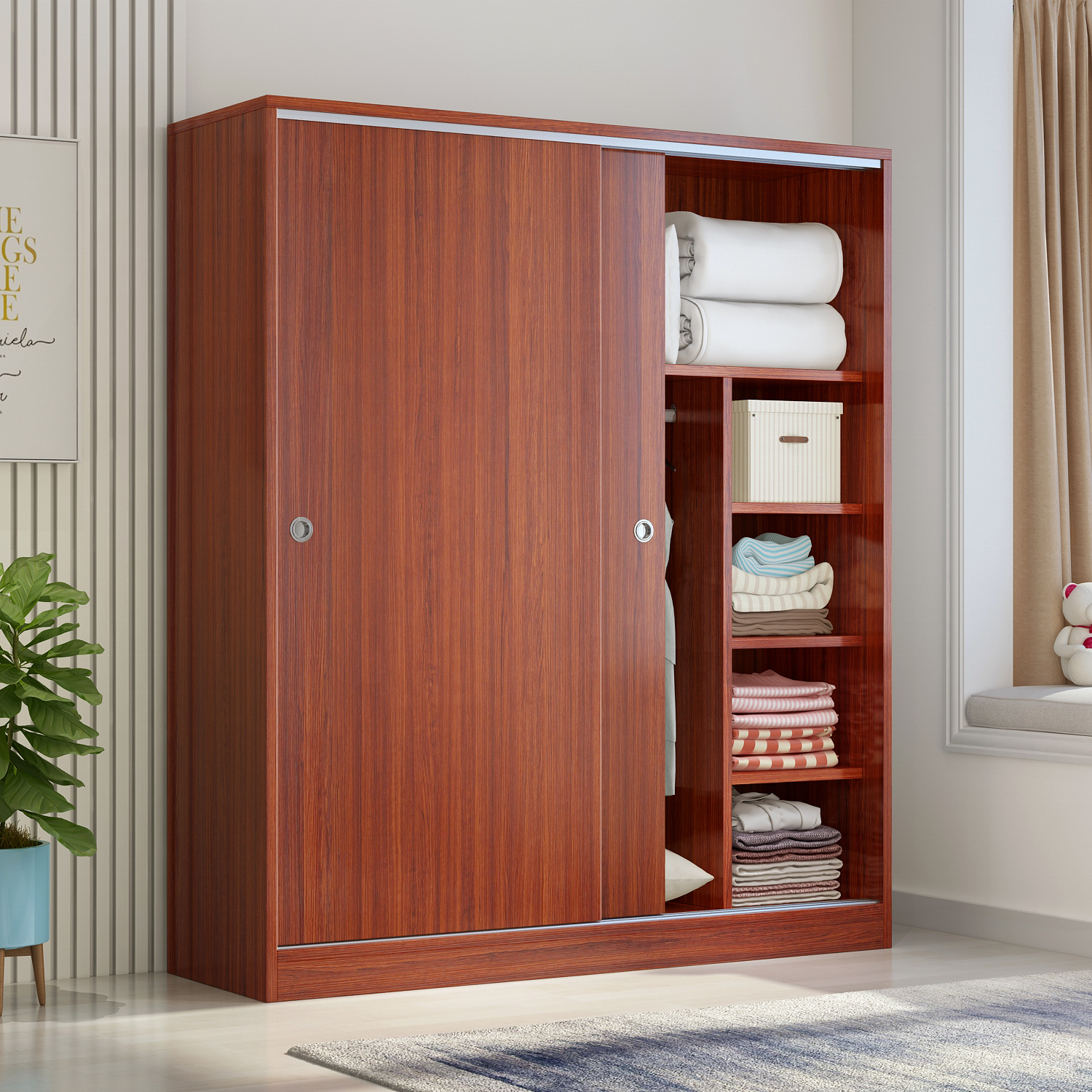 BALOM 2024 Factory Supply Best Price Customize Wooden Minimalist Wardrobe for Bedroom