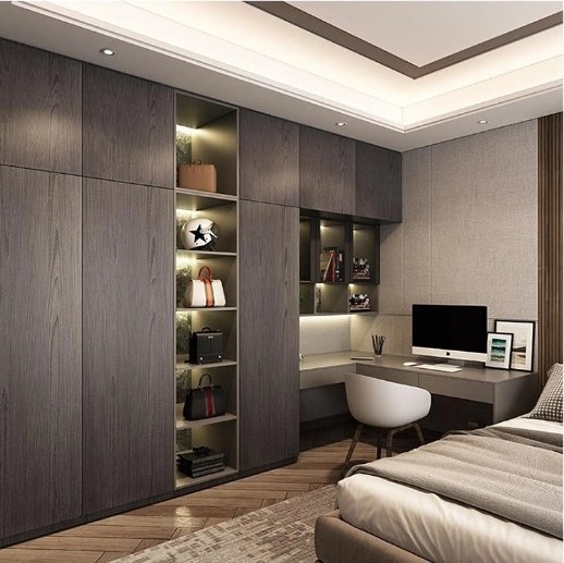 BALOM 2024 Customized wardrobe storage cabinet minimalist bedroom closet design wood wardrobe with door panel