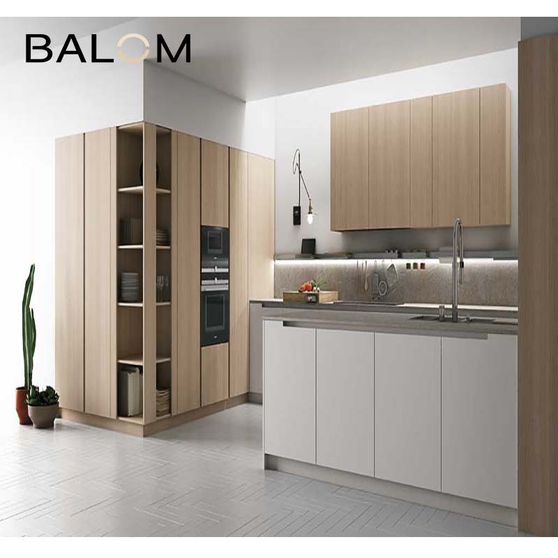 PVC membrane lacquer furniture kitchen modular wood cabinet cupboard with pull out pantry