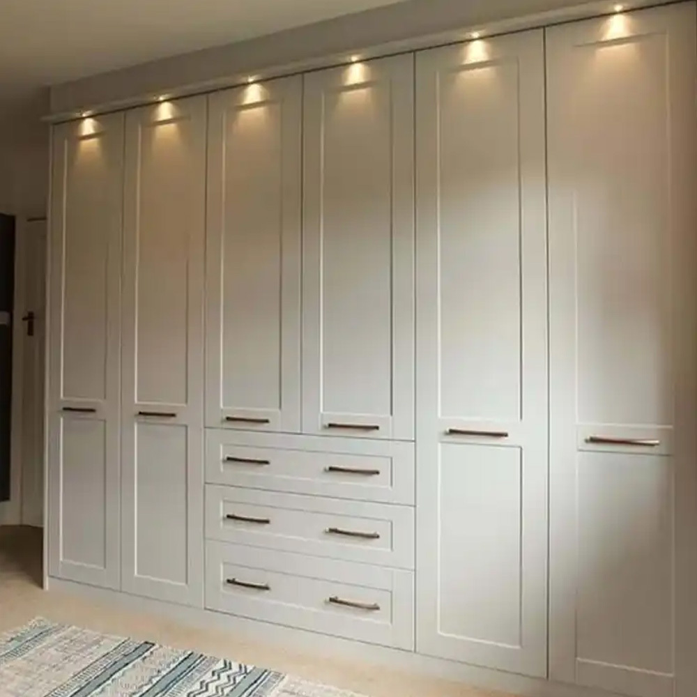 Custom Modular Wardrobe Wooden Bedroom Closet Wooden Door Furniture Bedroom Wardrobe Cabinet with PVC finish