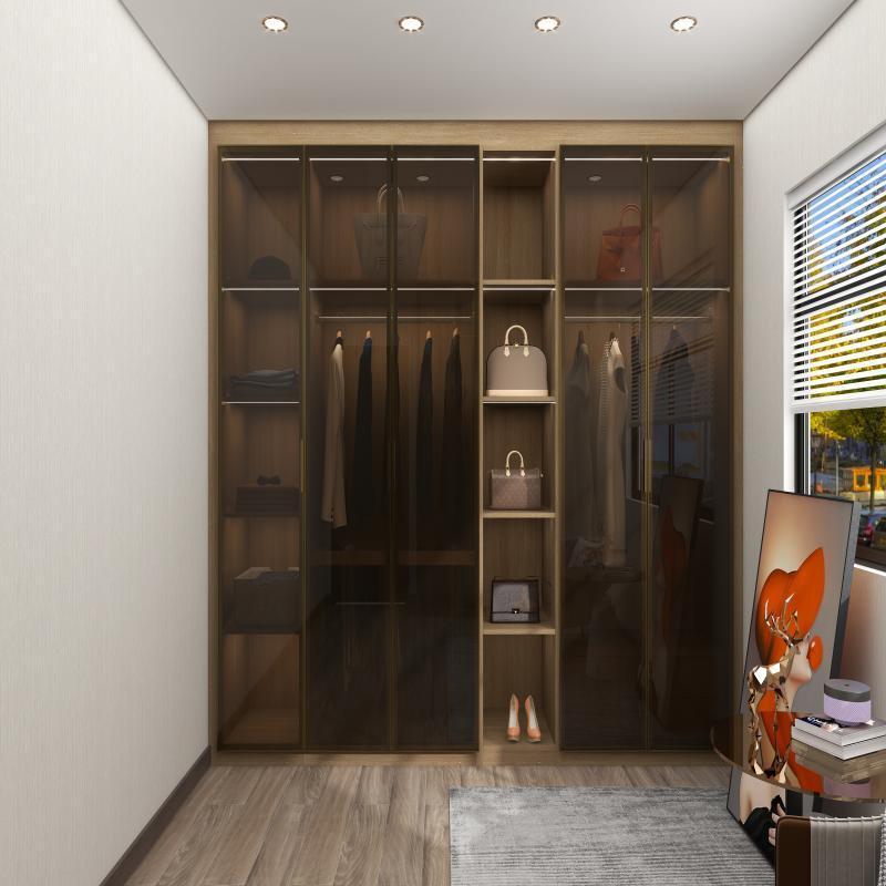 Custom Wardrobe Walk in Closet Glass Door With Light Strips Dressing Room Furniture High-end series Wardrobe Walk in Closet