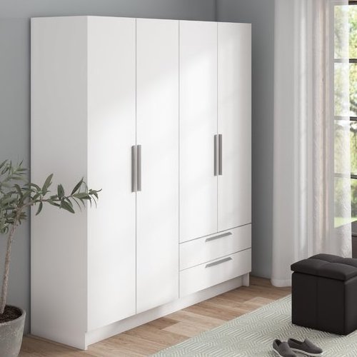 PET white high glossy custom made bedroom wardrobe clothes walk in closet